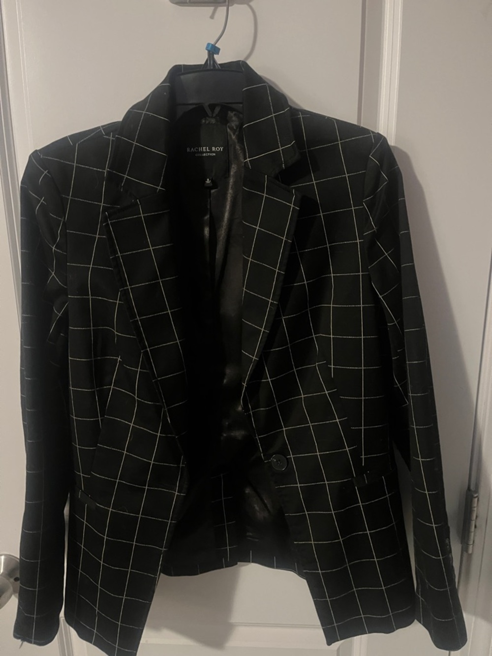 RACHEL Rachel Roy Black Windowpane Check Blazer